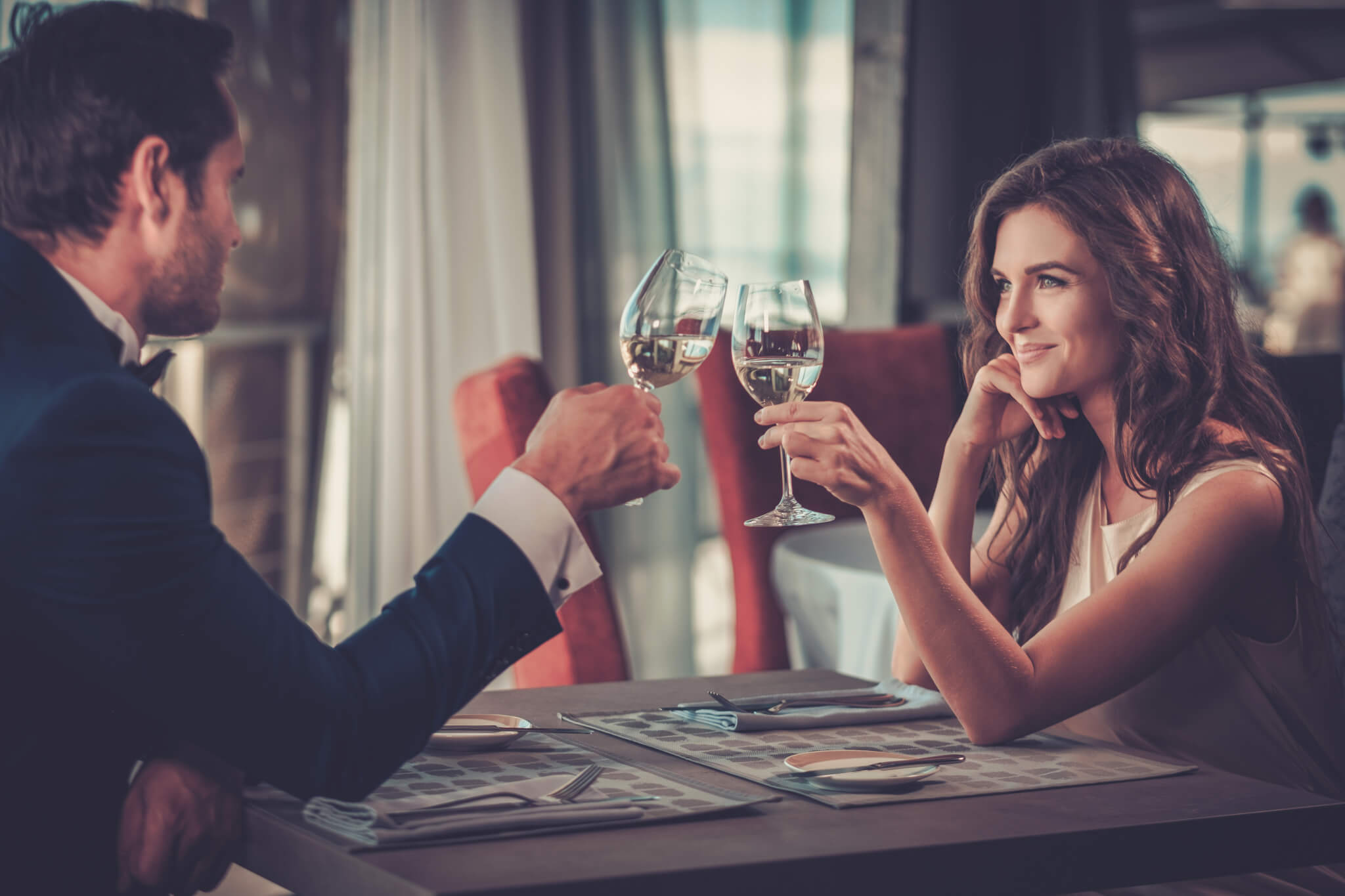 Couple on a date at restaurant