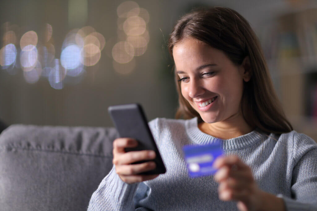 Woman shopping on smartphone