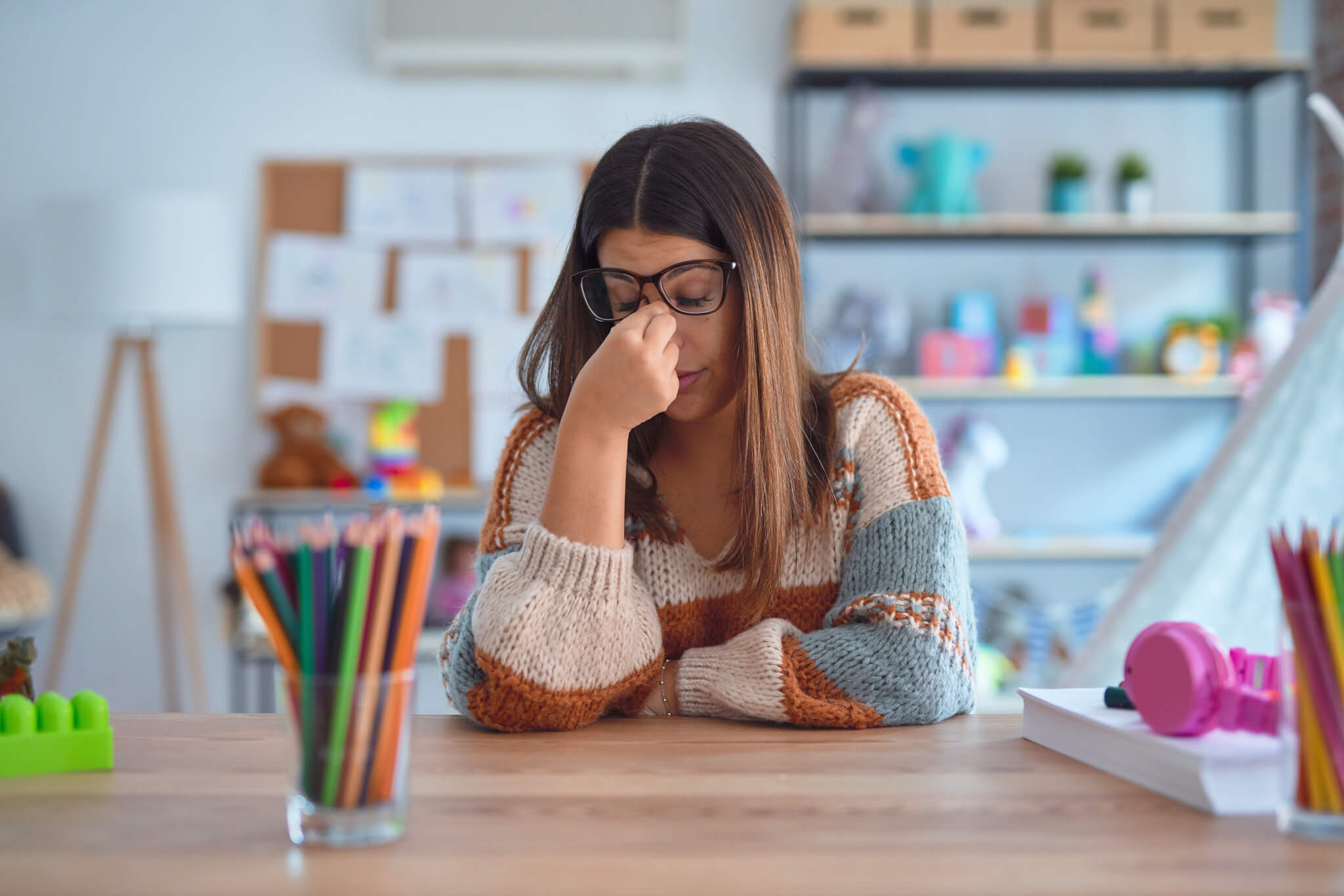 Stressed out teacher