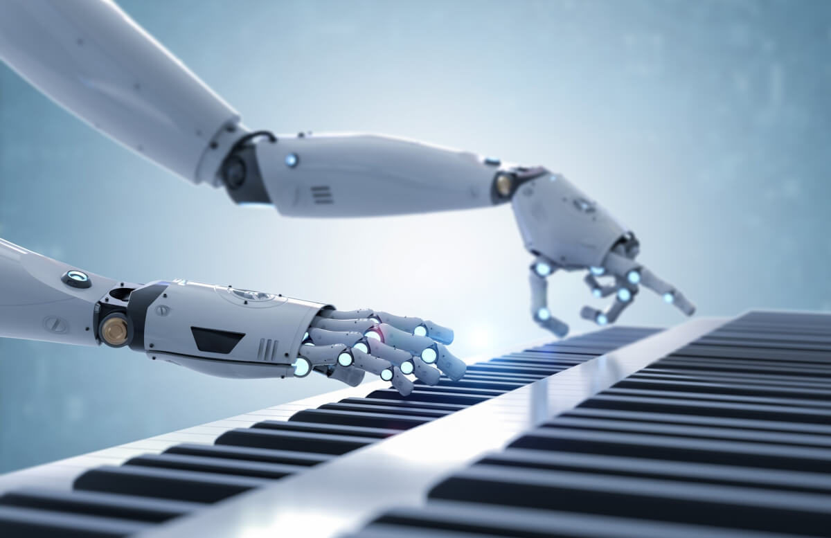 Robot or artificial intelligence playing the piano