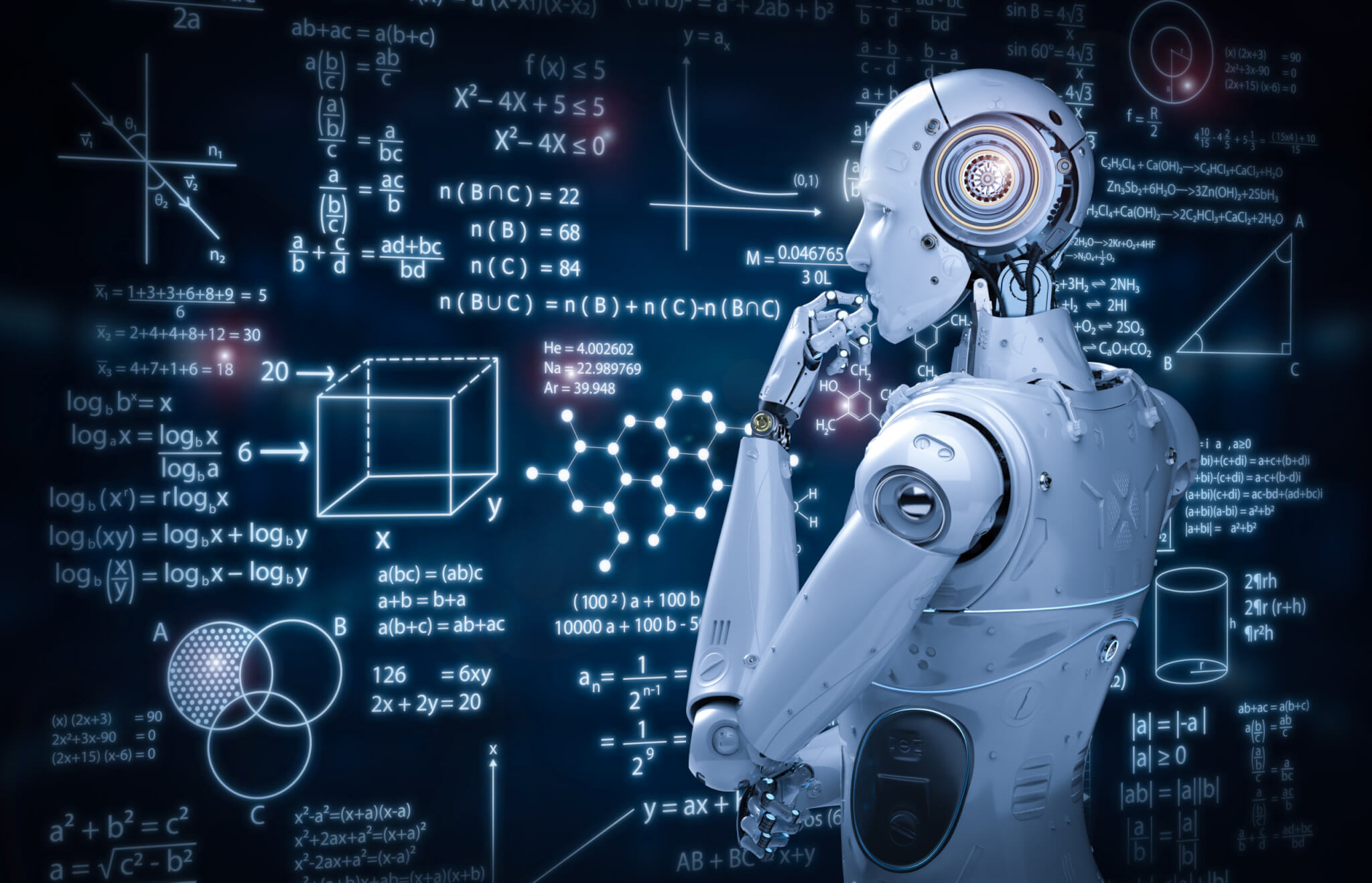 Artificial intelligence and robot solving equation