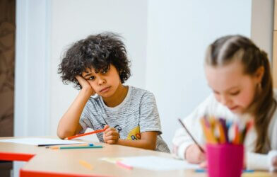 child bored at school