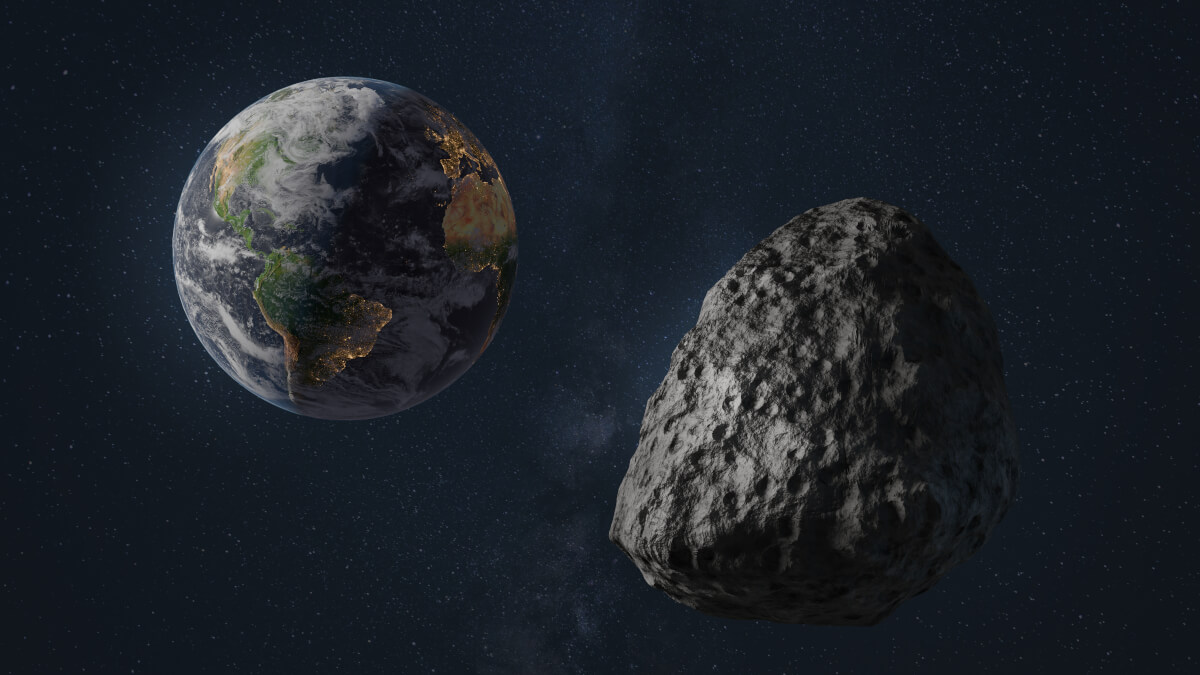 Asteroid 99942 Apophis in space, 3d rendering concept illustration.