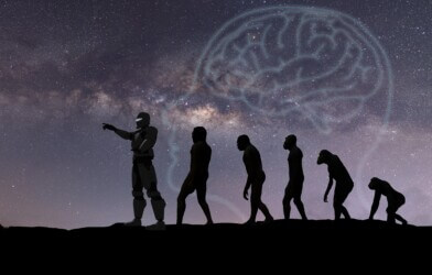 Human evolution, natural selection, from monkeys to modern humans, spaceman.