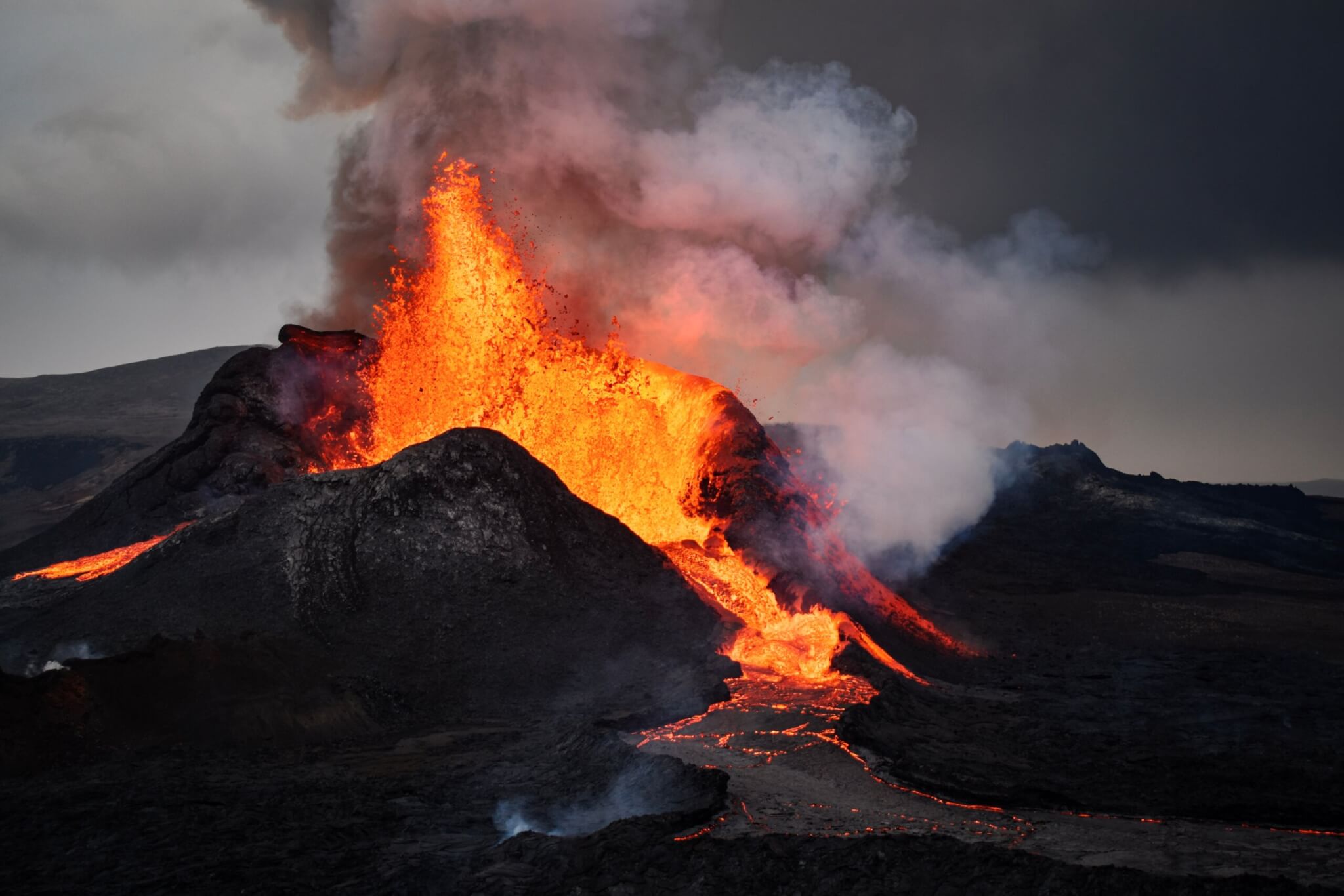 Mt. Fagradalsfjall erupting in Iceland