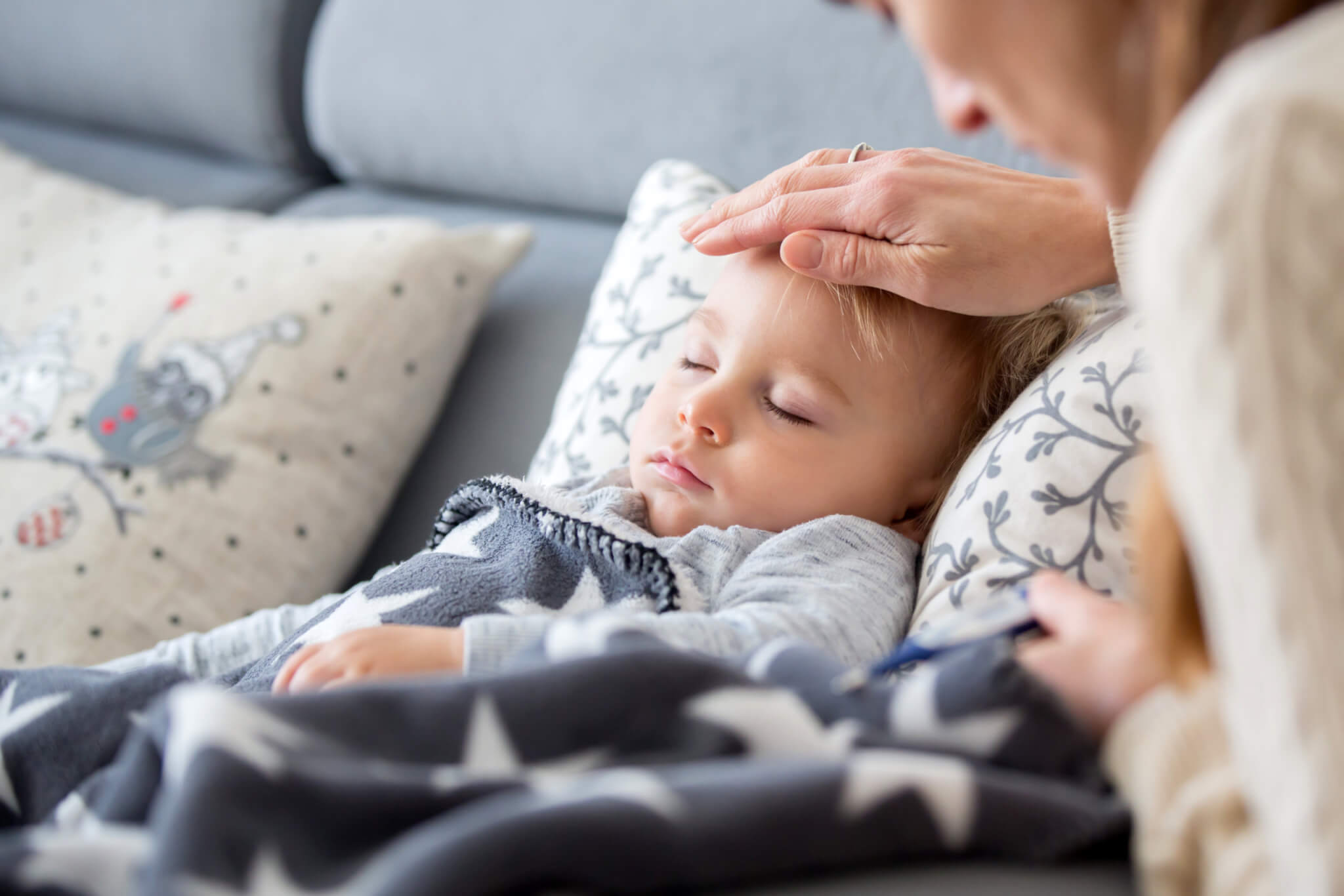 Sick child, toddler lying down