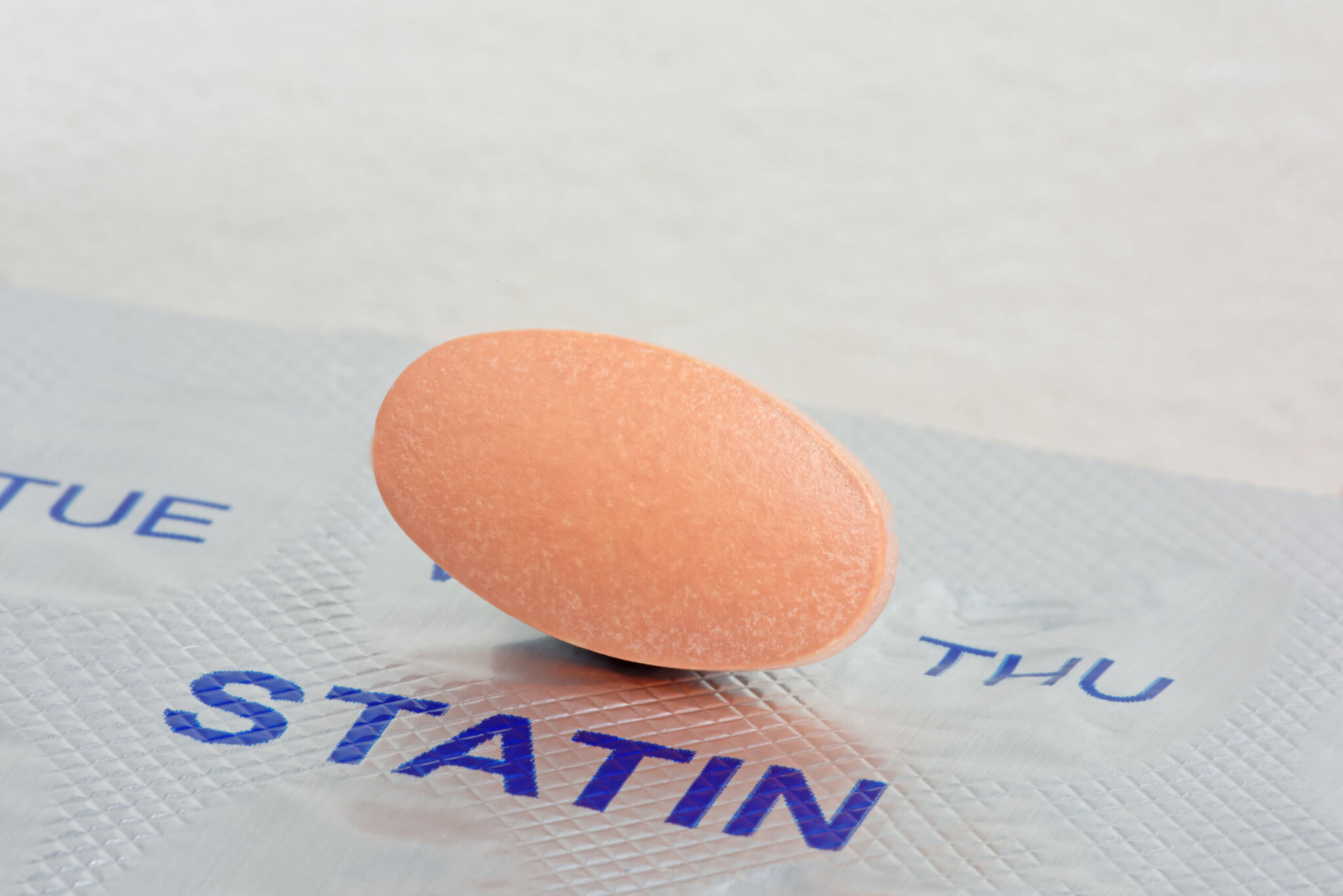 Close up of a Statin Tablet on a Blister Pack