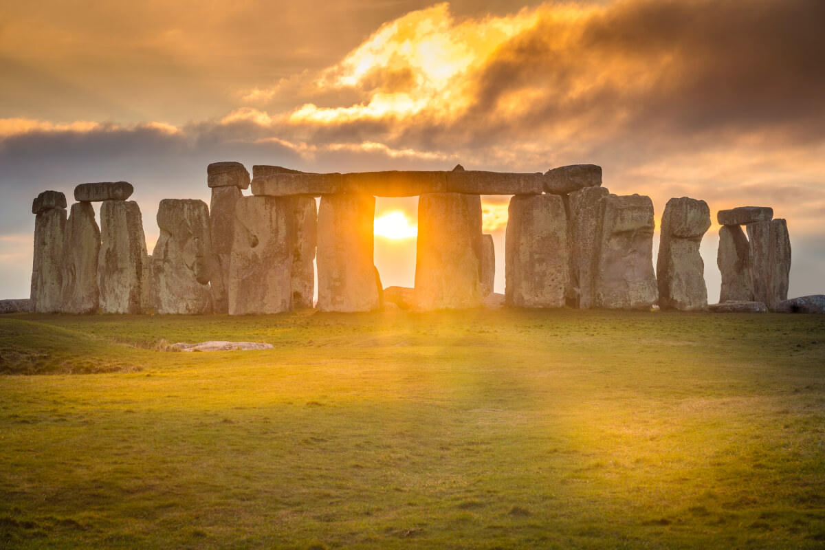 Stonehenge during sunset winter solstice